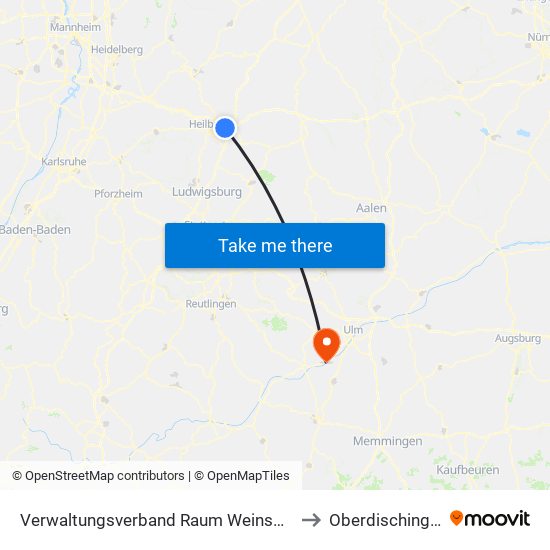 Verwaltungsverband Raum Weinsberg to Oberdischingen map