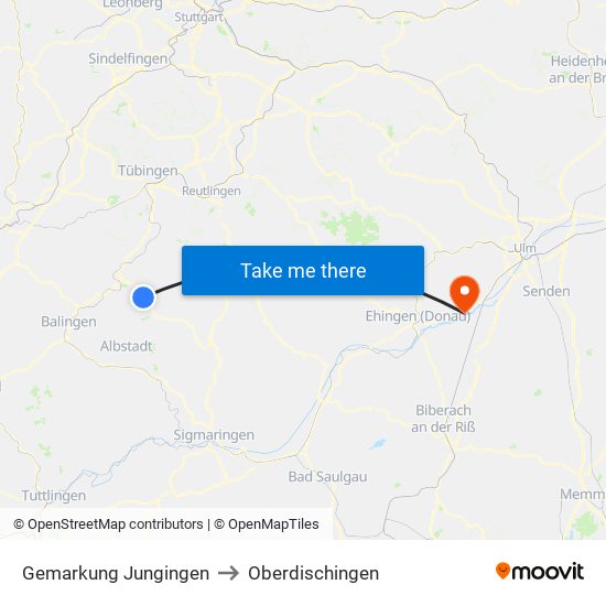 Gemarkung Jungingen to Oberdischingen map