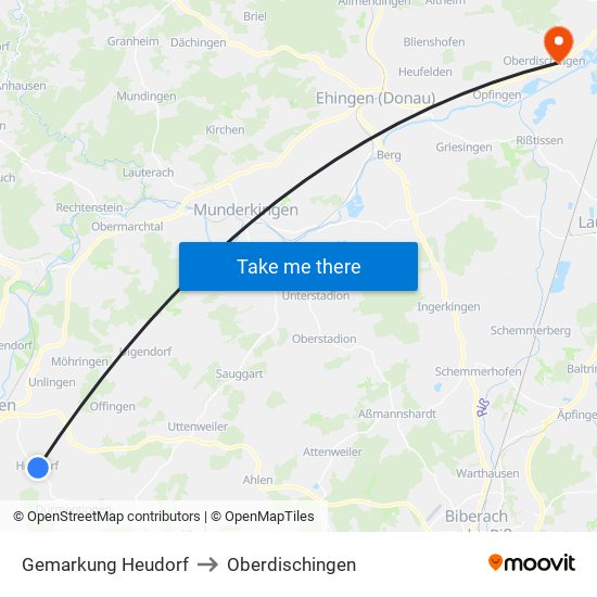 Gemarkung Heudorf to Oberdischingen map