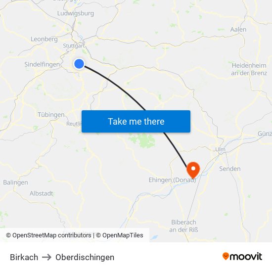 Birkach to Oberdischingen map