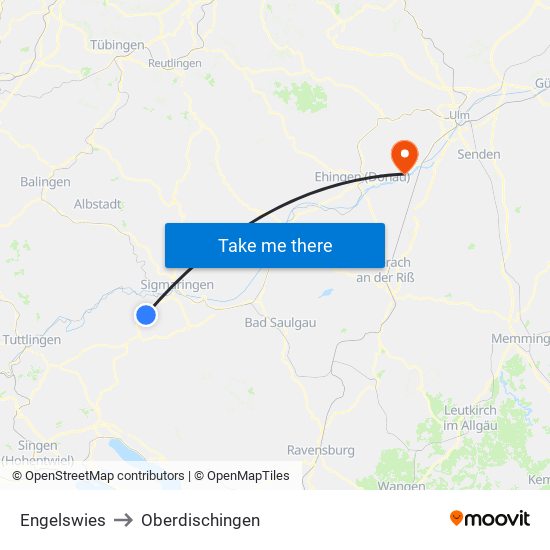 Engelswies to Oberdischingen map