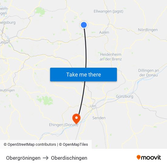 Obergröningen to Oberdischingen map