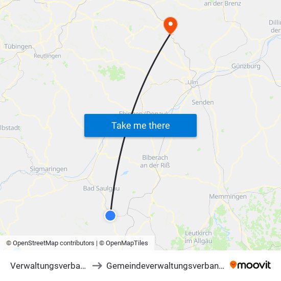 Verwaltungsverband Altshausen to Gemeindeverwaltungsverband Lonsee-Amstetten map