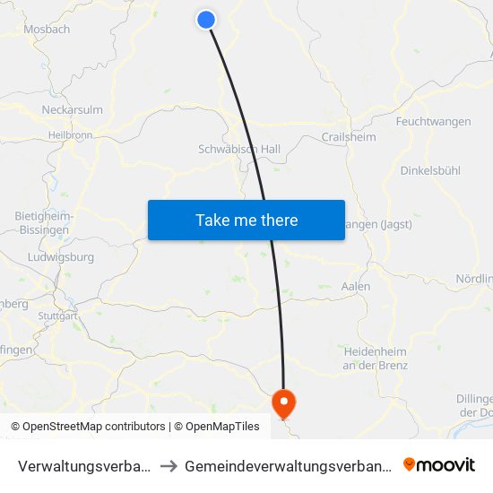 Verwaltungsverband Krautheim to Gemeindeverwaltungsverband Lonsee-Amstetten map