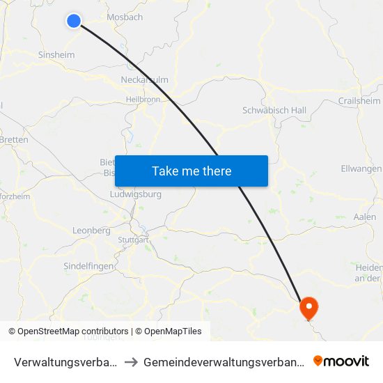 Verwaltungsverband Waibstadt to Gemeindeverwaltungsverband Lonsee-Amstetten map