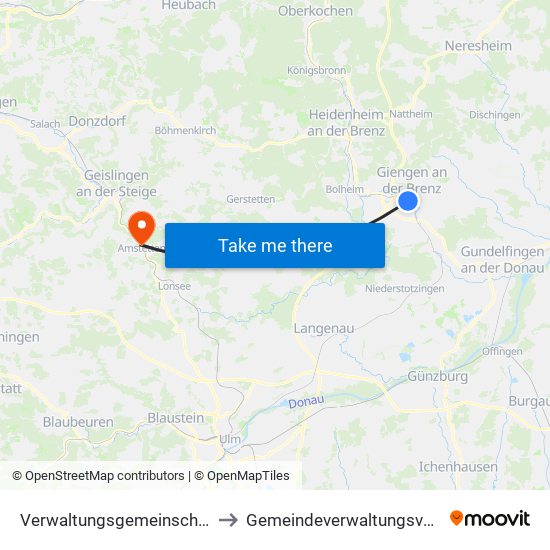 Verwaltungsgemeinschaft Giengen An Der Brenz to Gemeindeverwaltungsverband Lonsee-Amstetten map