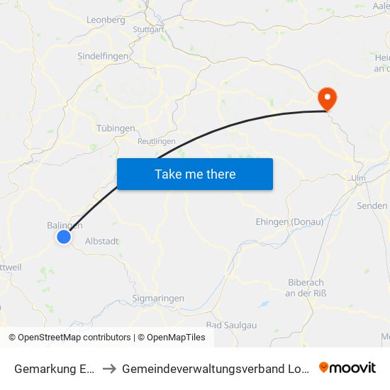 Gemarkung Endingen to Gemeindeverwaltungsverband Lonsee-Amstetten map