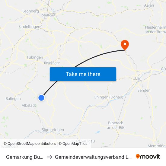 Gemarkung Burladingen to Gemeindeverwaltungsverband Lonsee-Amstetten map