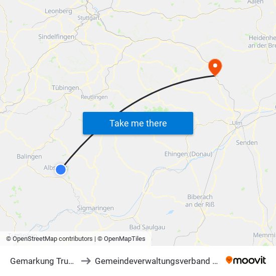 Gemarkung Truchtelfingen to Gemeindeverwaltungsverband Lonsee-Amstetten map