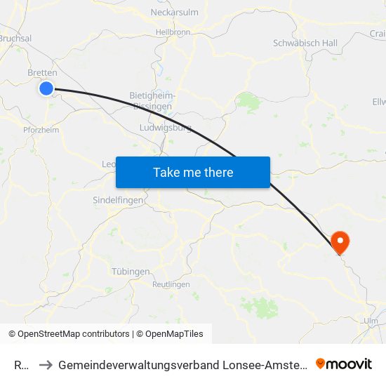 Ruit to Gemeindeverwaltungsverband Lonsee-Amstetten map