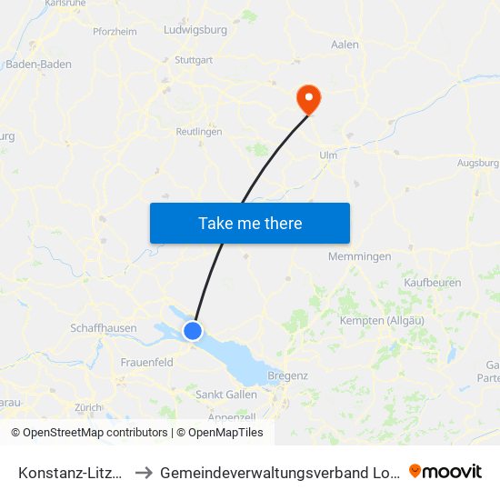 Konstanz-Litzelstetten to Gemeindeverwaltungsverband Lonsee-Amstetten map