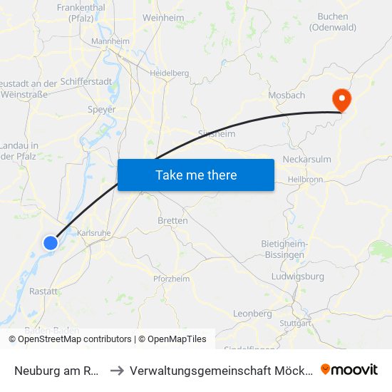 Neuburg am Rhein to Verwaltungsgemeinschaft Möckmühl map