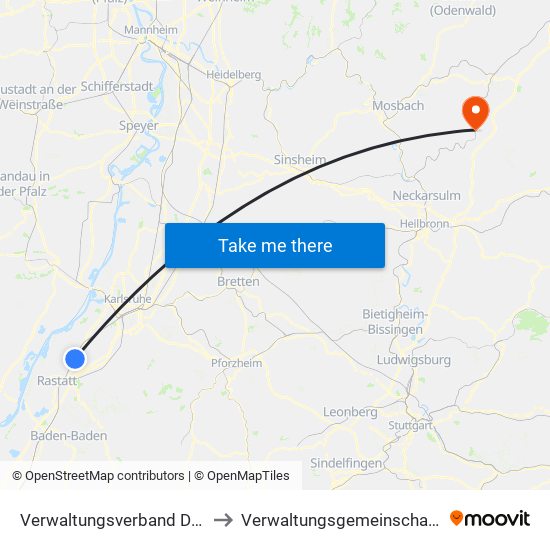 Verwaltungsverband Durmersheim to Verwaltungsgemeinschaft Möckmühl map