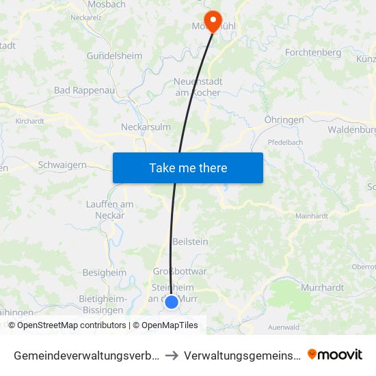 Gemeindeverwaltungsverband Steinheim-Murr to Verwaltungsgemeinschaft Möckmühl map