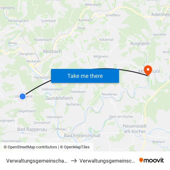 Verwaltungsgemeinschaft Haßmersheim to Verwaltungsgemeinschaft Möckmühl map