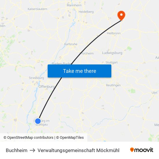 Buchheim to Verwaltungsgemeinschaft Möckmühl map