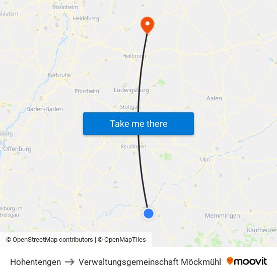 Hohentengen to Verwaltungsgemeinschaft Möckmühl map