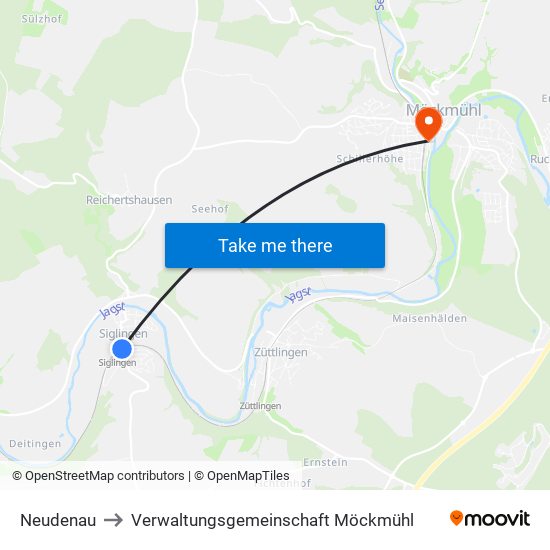 Neudenau to Verwaltungsgemeinschaft Möckmühl map