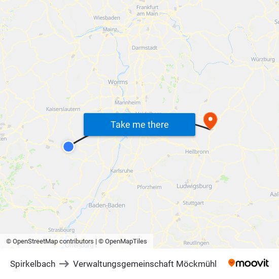 Spirkelbach to Verwaltungsgemeinschaft Möckmühl map