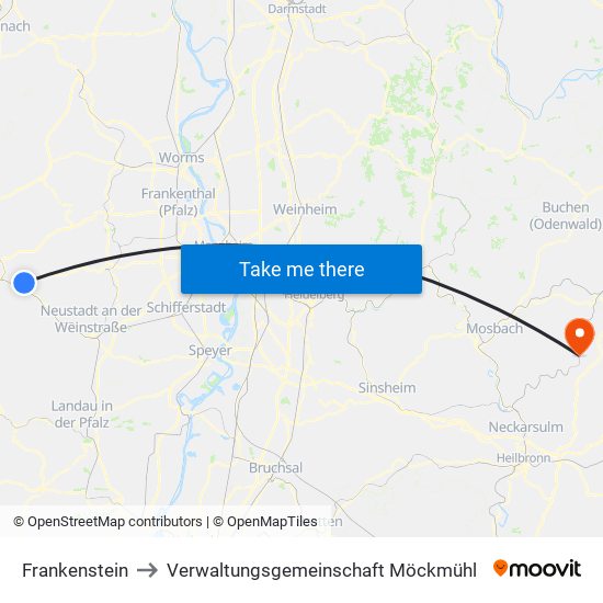 Frankenstein to Verwaltungsgemeinschaft Möckmühl map