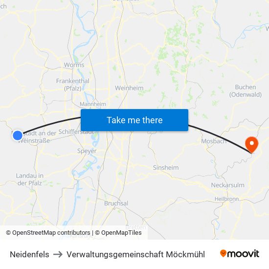 Neidenfels to Verwaltungsgemeinschaft Möckmühl map