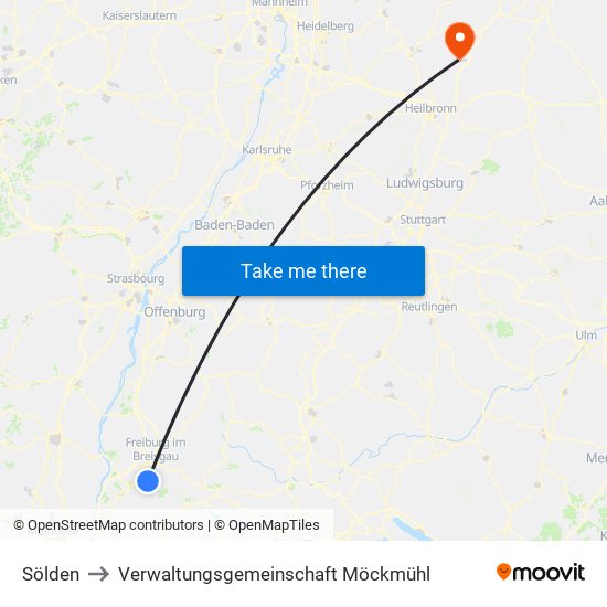 Sölden to Verwaltungsgemeinschaft Möckmühl map