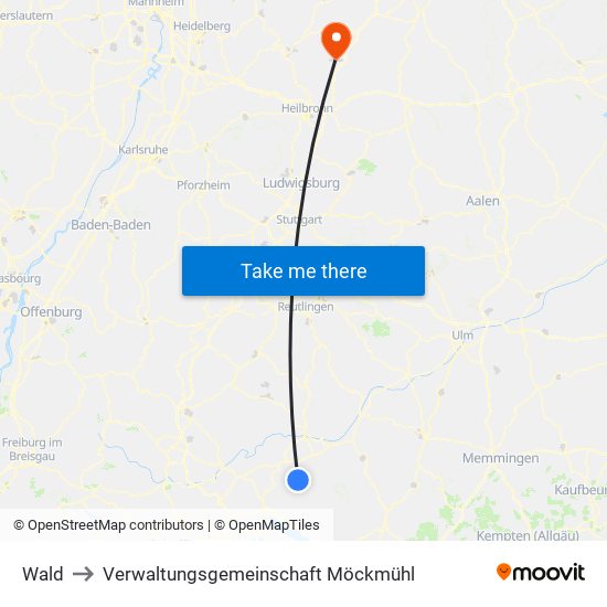 Wald to Verwaltungsgemeinschaft Möckmühl map