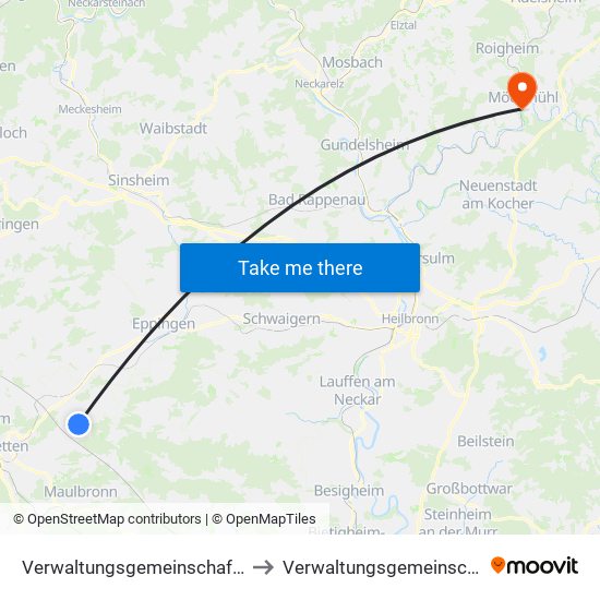 Verwaltungsgemeinschaft Oberderdingen to Verwaltungsgemeinschaft Möckmühl map