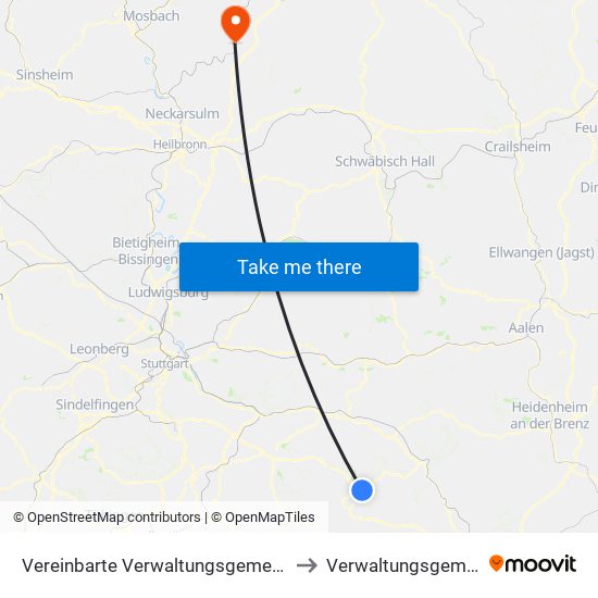 Vereinbarte Verwaltungsgemeinschaft Der Gemeinde Deggingen to Verwaltungsgemeinschaft Möckmühl map