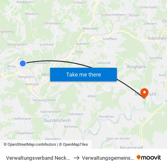 Verwaltungsverband Neckargerach-Waldbrunn to Verwaltungsgemeinschaft Möckmühl map