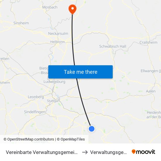 Vereinbarte Verwaltungsgemeinschaft Der Stadt Weilheim An Der Teck to Verwaltungsgemeinschaft Möckmühl map