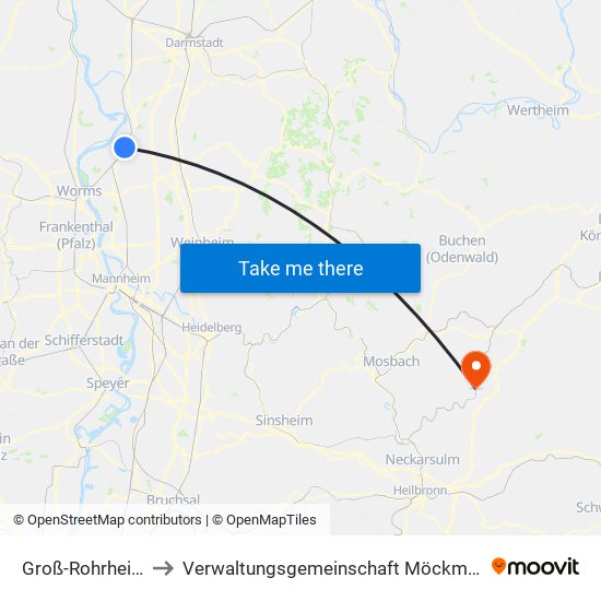 Groß-Rohrheim to Verwaltungsgemeinschaft Möckmühl map