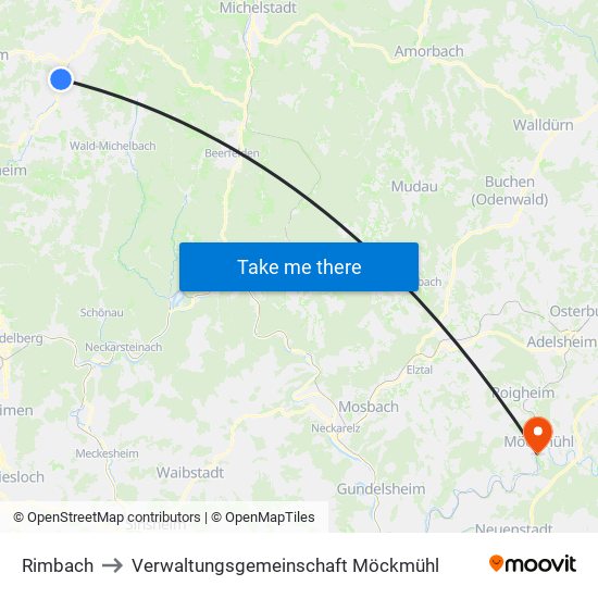 Rimbach to Verwaltungsgemeinschaft Möckmühl map