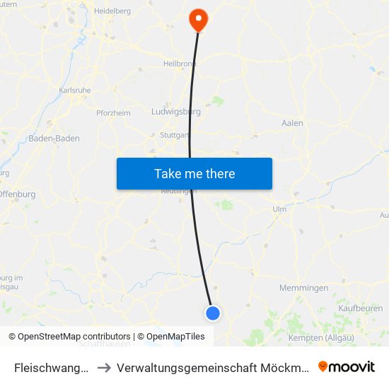 Fleischwangen to Verwaltungsgemeinschaft Möckmühl map
