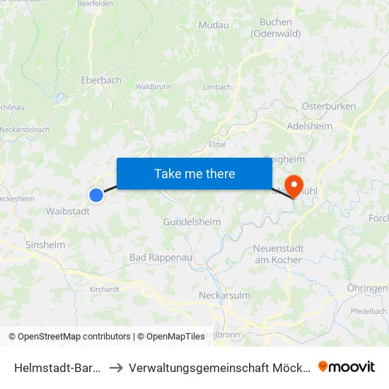 Helmstadt-Bargen to Verwaltungsgemeinschaft Möckmühl map