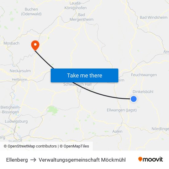 Ellenberg to Verwaltungsgemeinschaft Möckmühl map