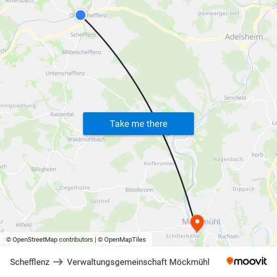 Schefflenz to Verwaltungsgemeinschaft Möckmühl map