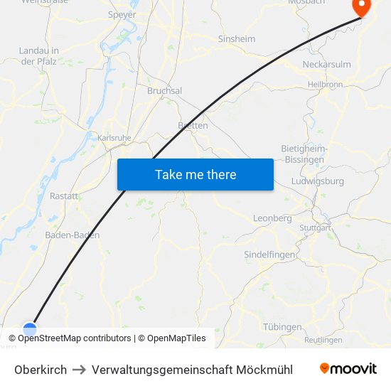 Oberkirch to Verwaltungsgemeinschaft Möckmühl map