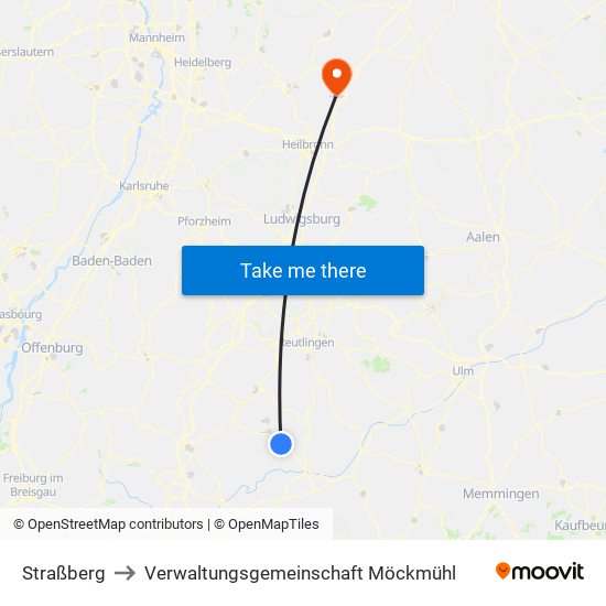 Straßberg to Verwaltungsgemeinschaft Möckmühl map