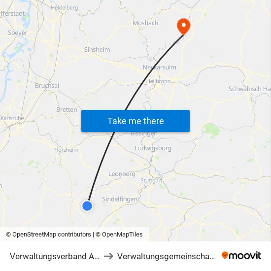 Verwaltungsverband Althengstett to Verwaltungsgemeinschaft Möckmühl map