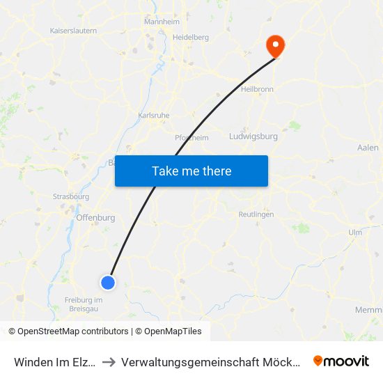 Winden Im Elztal to Verwaltungsgemeinschaft Möckmühl map