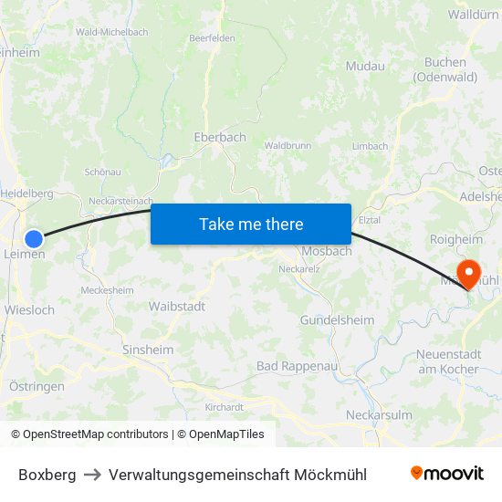 Boxberg to Verwaltungsgemeinschaft Möckmühl map