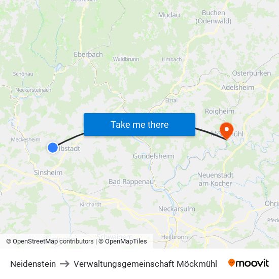 Neidenstein to Verwaltungsgemeinschaft Möckmühl map