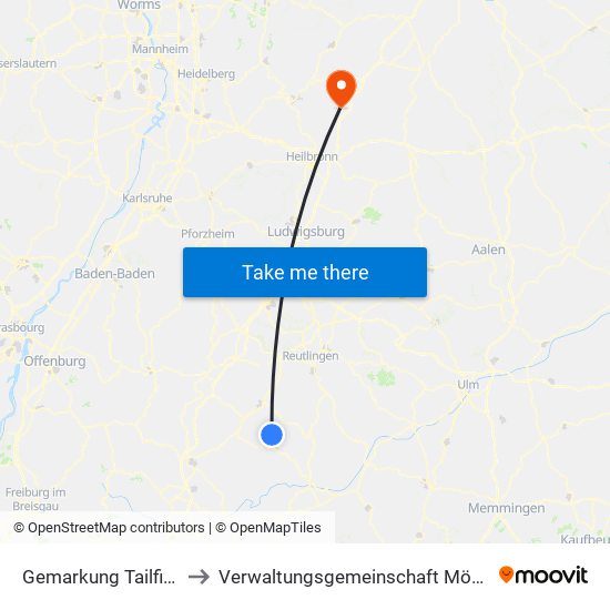 Gemarkung Tailfingen to Verwaltungsgemeinschaft Möckmühl map