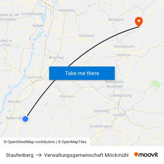 Staufenberg to Verwaltungsgemeinschaft Möckmühl map