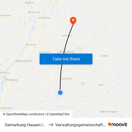 Gemarkung Hausen Im Killertal to Verwaltungsgemeinschaft Möckmühl map