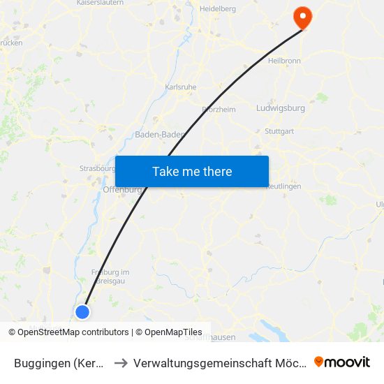 Buggingen (Kernort) to Verwaltungsgemeinschaft Möckmühl map