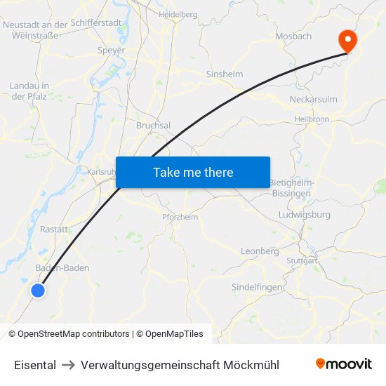 Eisental to Verwaltungsgemeinschaft Möckmühl map