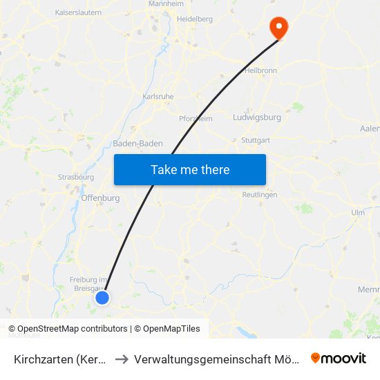 Kirchzarten (Kernort) to Verwaltungsgemeinschaft Möckmühl map