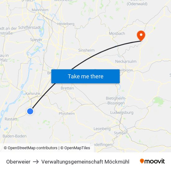 Oberweier to Verwaltungsgemeinschaft Möckmühl map